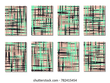 Dynamic Covers. Set of Abstract Vertical Backgrounds. Colorful Poster Design made with Clipping Mask. Editable Minimal Striped Backgrounds. Chaotic Grid of Colorful Stripes