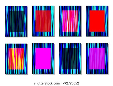 Dynamic Covers. Set of Abstract Vertical Backgrounds. Colorful Poster Design made with Clipping Mask. Editable Minimal Striped Backgrounds. Chaotic Grid of Colorful Stripes