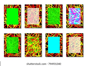 Dynamic Covers. Set of Abstract Vertical Backgrounds. Colorful Poster Design made with Clipping Mask. Editable Minimal Striped Backgrounds. Chaotic Grid of Colorful Stripes