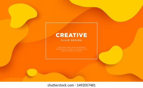 Dynamic creative concept vector banner. Orange and yellow fluid elements. Bright fun illustration Eps 10