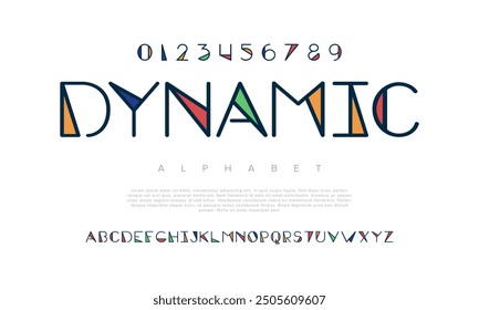 Dynamic creative modern geometric urban alphabet font. Digital abstract futuristic, game, techno, robot, music, logo, sport, minimal technology typography. Simple numeric vector illustration