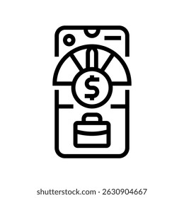 modelo de pontuação de crédito dinâmico ícone da linha fintech. modelo de pontuação de crédito dinâmico sinal fintech. símbolo de contorno isolado ilustração em preto
