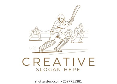 Dynamic cricket batsman sketch. Perfect for sports, logo, or website design. batting action graphic