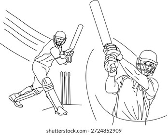 Ilustración dinámica de cricket: Bateadores en acción durante un intenso partido T20