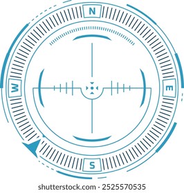 Dynamic crosshair. Sniper aim element. Futuristic focus isolated on white background