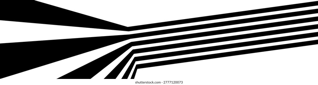 Dynamic curve lines 3d dimensional effect. Abstract perspective line stripes, road theme isolated on white background