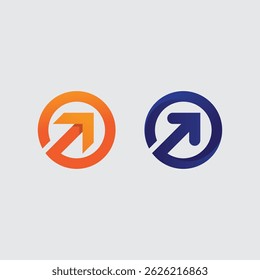 Logotipo de seta curva dinâmica para serviços rápidos