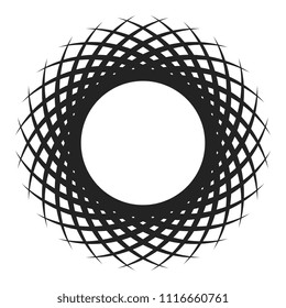 Dynamic curved elements that makes a round frame. abstract monochrome twirled shape for logo, product branding or other design