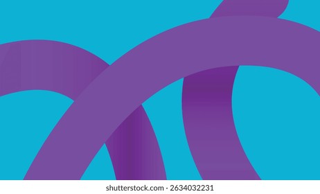 Dynamic curved purple ribbons overlap on a blue background in this bold abstract image. Great for creative branding and media.