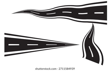 Dynamic Curving Road Logo Vector Set: Highway and Travel Graphics
