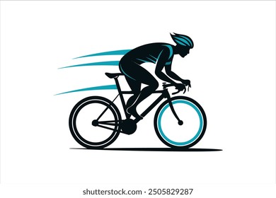 Dynamic Cyclist Silhouette Vector  High-Impact Motion and Speed Cycling Design