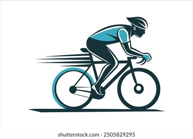 Dynamic Cyclist Silhouette Vector  High-Impact Motion and Speed Cycling Design