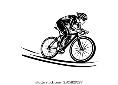 Dynamic Cyclist Silhouette Vector  High-Impact Motion and Speed Cycling Design