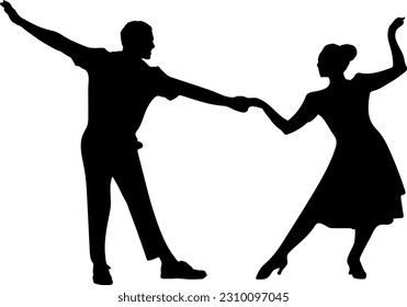 "Dynamic Dance Partners: Silhouette Vector Design" "Contemporary Dance Couple: Silhouette Vector Art"