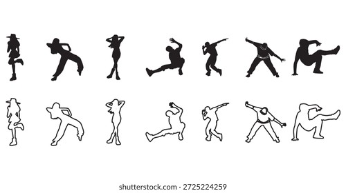 La danza dinámica plantea siluetas y contornos que representan varios estilos de movimiento enérgico