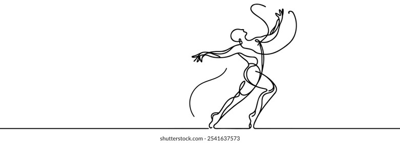 Dynamic dancing One continuous single line hand drawing line art.