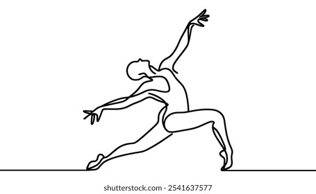 Dynamic dancing One continuous single line hand drawing line art.
