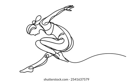 Dynamic dancing One continuous single line hand drawing line art.