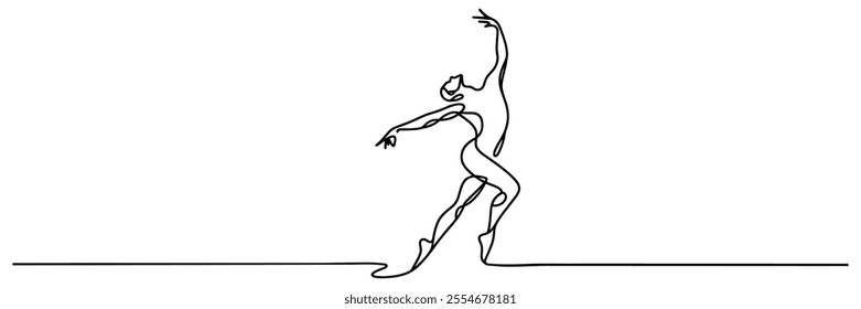 Dynamic dancing One continuous single line hand drawing line art.