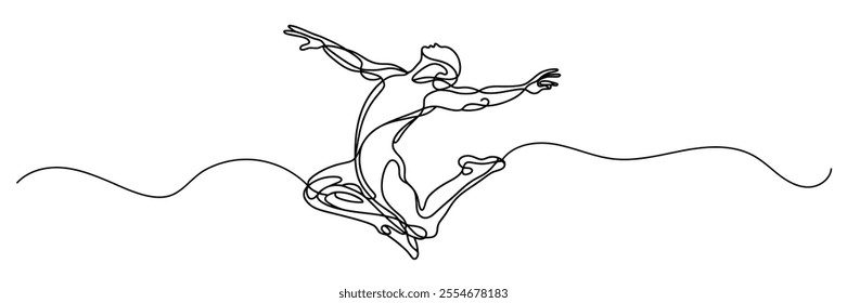 Dynamic dancing One continuous single line hand drawing line art.