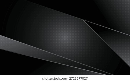 Fundo abstrato escuro dinâmico com formas sobrepostas geométricas preto e cinza carvão elegante, criando um design futurista e profissional para mídia digital e marca corporativa