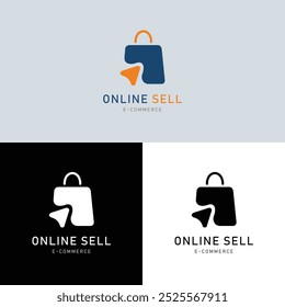 Dynamic Dark Blue and Orange Logo with Black and White Elements for Online Shop Branding