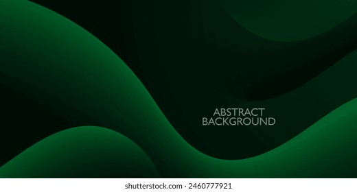 Dynamic dark green gradient illustration background with simple wave style. Cool design. Wave shapes pattern. Eps10 vector
