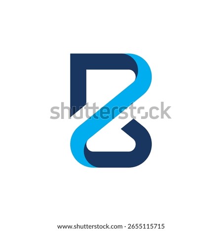 A dynamic dark and light blue logo forming a stylized letter "B" with a continuous ribbon-like flow, suggesting connection, flow, or infinity