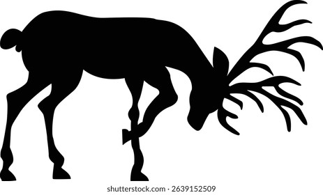 Dynamic Deer Silhouette with Head Downward	
