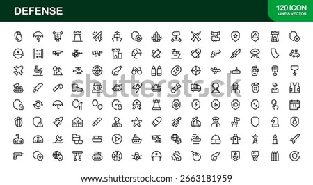 Dynamic Defense Line Icon Pack: Modern Vector Icons for Military and Safety Themes
