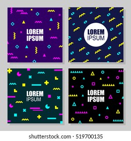 Dynamic design backgrounds set. Covers, placards, posters, flyers. Vector illustration. Flat Minimal Design.