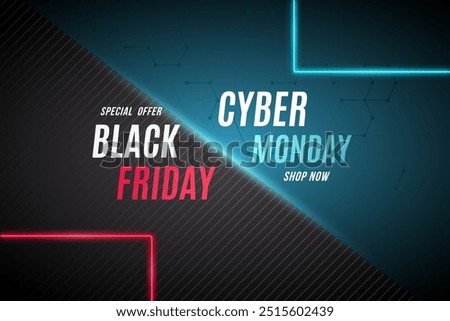 Dynamic design for Black Friday and Cyber Monday with neon lights