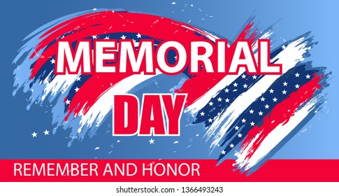 Dynamic design elements for Memorial Day USA. Colorful modern background. Vector illustration.