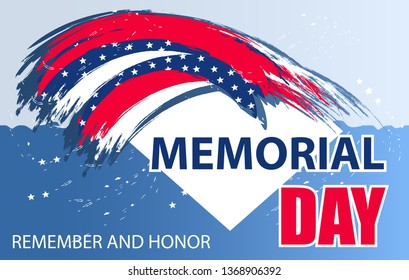 Dynamic design elements Memorial Day USA for a flyer, sale, brochures, presentations, party etc. Colorful modern background. Vector illustration.