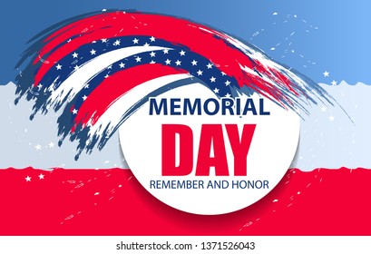 Dynamic design elements Memorial Day USA for a flyer, sale, brochures, presentations, party etc. Modern background. Vector illustration.