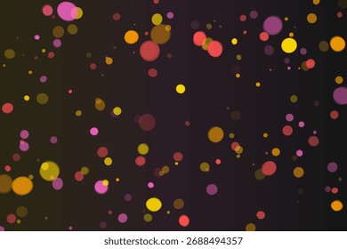 Dynamic design featuring an array of vibrant, overlapping circles in shades of pink, yellow, red and orange against a dark, gradient background.