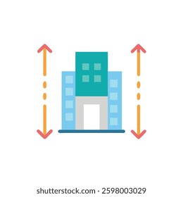 A dynamic design icon showcasing building expansion, perfect for construction applications.