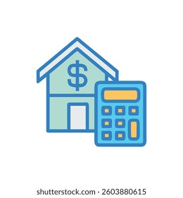 A dynamic design icon showcasing home loan calculators, ideal for financial applications.