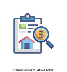 A dynamic design icon showcasing home appraisals, ideal for financial applications.