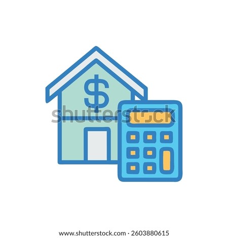 A dynamic design icon showcasing home loan calculators, ideal for financial applications.