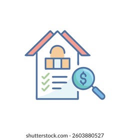 A dynamic design icon showcasing house appraisals, ideal for financial applications.