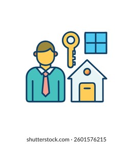 A dynamic design icon showcasing landlords, ideal for property management applications.