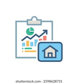 A dynamic design icon showcasing property portfolio analysis, ideal for real estate evaluations.