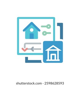 A dynamic design icon showcasing real estate business plans, ideal for strategic applications.