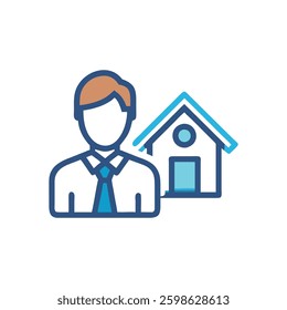 A dynamic design icon showcasing real estate agents, ideal for professional applications.