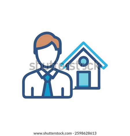 A dynamic design icon showcasing real estate agents, ideal for professional applications.