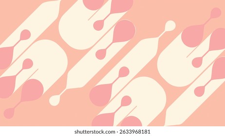 Dynamic diagonal alignment of drop shapes in blush and cream, perfect for modern retro and soft abstract visuals.