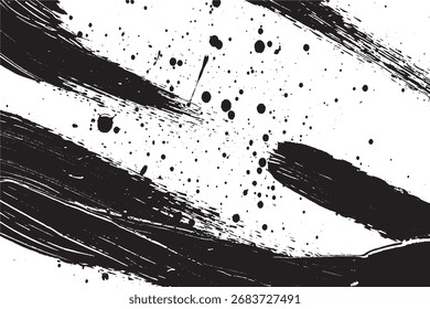 Trazos de pincel negros diagonales dinámicos y fondo de salpicadura de tinta fina


