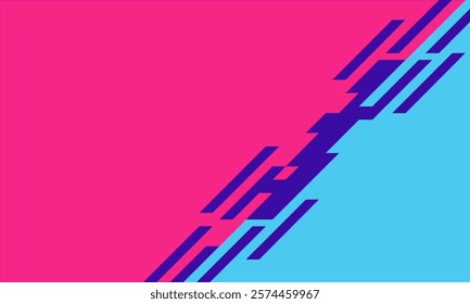 Dynamic diagonal blocks in pink and blue tones create a bold and energetic composition. This vibrant abstract design is well-suited for modern posters, sports branding, or digital art projects.