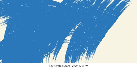 Plano de fundo da faixa do traçado do pincel azul diagonal dinâmico. Textura de traçado de pincel granulado desenhado à mão. Distress danificado modelo vintage borda com rabiscar ou expressivo abstrato bold esfregaços.